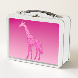 Moderne geometrische Giraffe, Fuchsia und Light Pi Metall Lunch Box