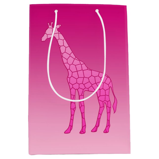 Moderne geometrische Giraffe, Fuchsia und Light Pi Mittlere Geschenktüte (Vorderseite)