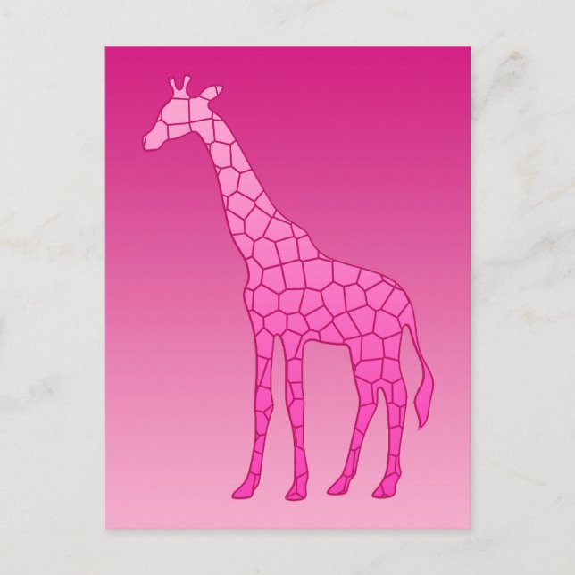Moderne geometrische Giraffe, Fuchsia und Light Pi Postkarte (Vorderseite)