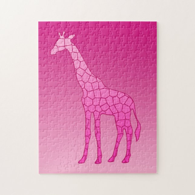 Moderne geometrische Giraffe, Fuchsia und Light Pi Puzzle (Vertikal)