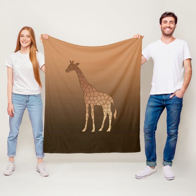 Moderne geometrische Giraffe, Kupfer und braun Fleecedecke (Beispiel)