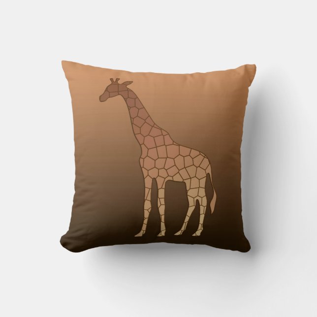 Moderne geometrische Giraffe, Kupfer und braun Kissen (Vorderseite)