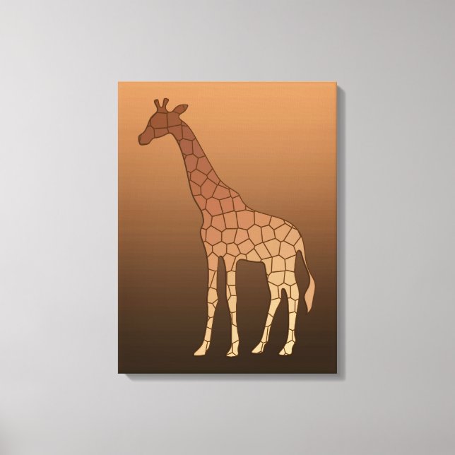 Moderne geometrische Giraffe, Kupfer und braun Leinwanddruck (Vorderseite)