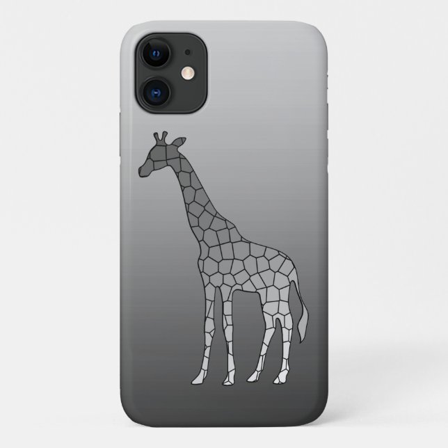 Moderne geometrische Giraffe, Silbergrau/Grau Case-Mate iPhone Hülle (Rückseite)