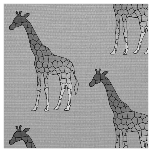 Moderne geometrische Giraffe, Silbergrau/Grau Stoff (Muster)