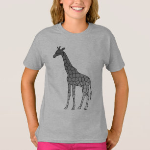 Moderne geometrische Giraffe, Silbergrau/Grau T-Shirt