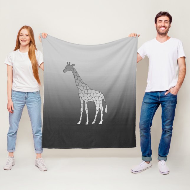 Moderne geometrische Giraffe, silbernes Grau/Grau Fleecedecke (Beispiel)