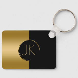 Moderne geometrische Gold- und Schwarz-Design-Mono Schlüsselanhänger