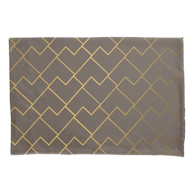 Moderne geometrische Golden Coffee Chocolate Brown Kissenbezug (Vorderseite)