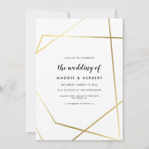 Moderne geometrische goldene Rahmen-Hochzeitseinla Save The Date