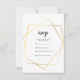 Moderne geometrische Goldrahmen-Hochzeit RSVP Karte