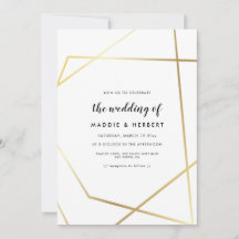 Moderne geometrische Goldrahmen-Hochzeitseinladung