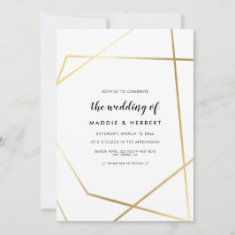 Moderne geometrische Goldrahmen-Hochzeitseinladung Save The Date