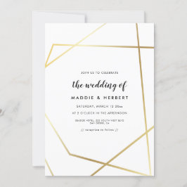 Moderne geometrische Goldrahmen-Hochzeitseinladung Save The Date