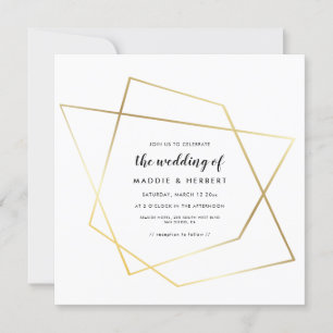Moderne geometrische Goldrahmen-Hochzeitseinladung Save The Date