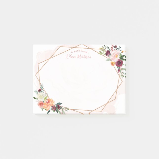 Moderne geometrische Goldrahmen Post-it Klebezettel (Vorderseite)