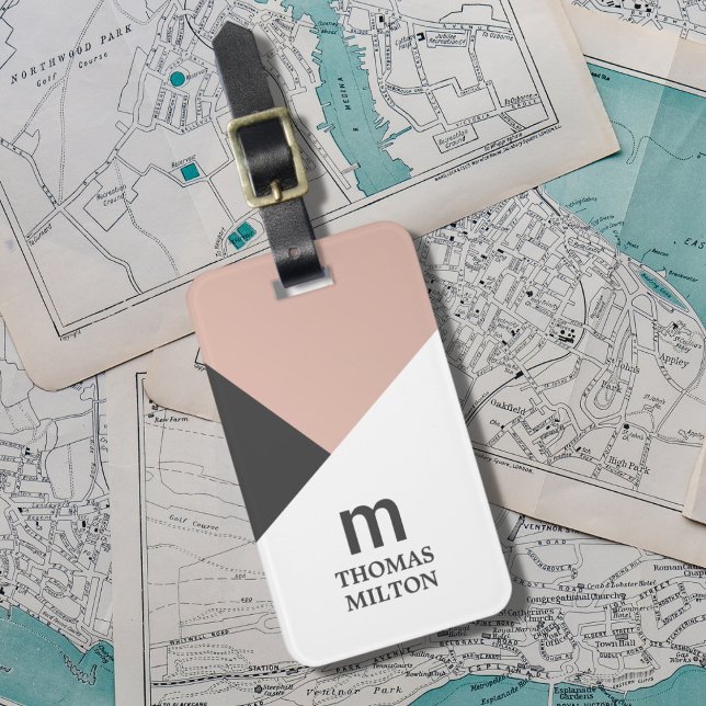 Moderne geometrische graue Imitate Gold Gepäckanhänger (Von Creator hochgeladen)