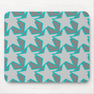 Moderne geometrische, graue und türkisfarbene Ster Mousepad