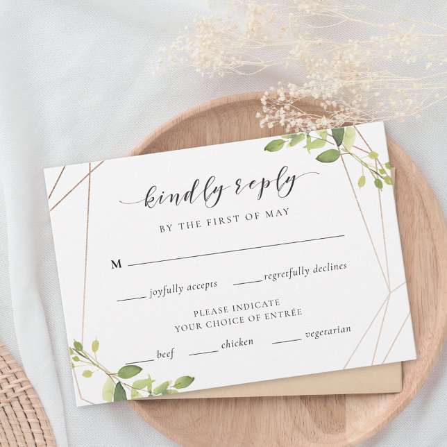 Moderne geometrische Greenerie Hochzeit RSVP Meal  Karte (Von Creator hochgeladen)