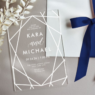 Moderne geometrische Hochzeit Acryleinladungen