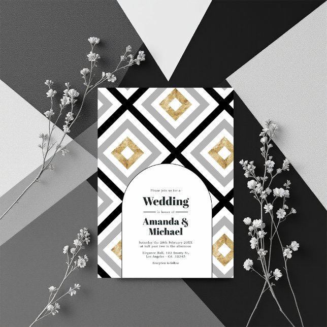Moderne geometrische Hochzeit Einladung (Modern Geometric Wedding Invitation)