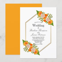 Moderne geometrische Hochzeit in Orange Blues
