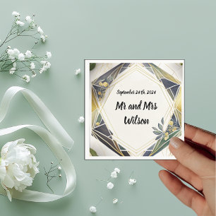 Moderne geometrische Hochzeit mit kleinen Blumen Serviette