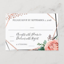 Moderne Geometrische Hochzeit RSVP in Roségold