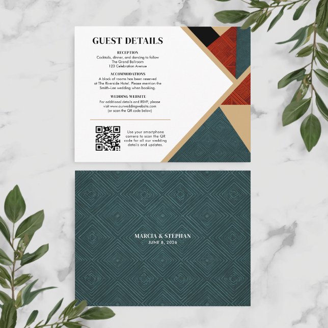 Moderne geometrische Hochzeits-Detailkarte Begleitkarte (Geometric Style Guest Detail Wedding Card)