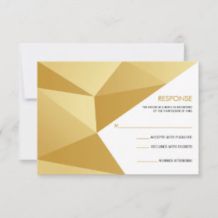 Moderne geometrische Hochzeitstitelkarte in Gold RSVP Karte