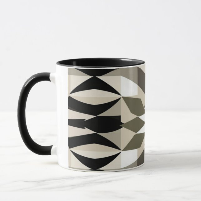 Moderne geometrische Kaffeetasse | Neutrale Erdtön (Links)