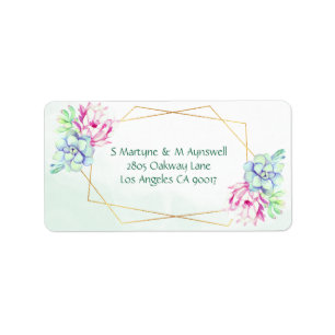 Moderne geometrische Kakteen Succulents Floral Wed Adressaufkleber