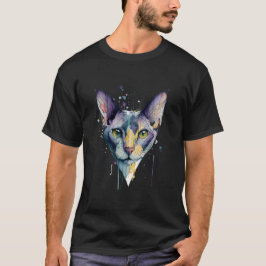 Moderne geometrische Katzen-Gesichtslavendel-Wasse T-Shirt