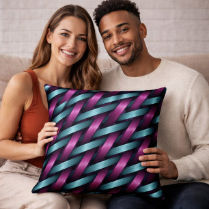 Moderne geometrische Kissenhülle in Magenta und Tü Kissen