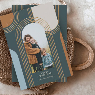 Moderne geometrische, konzentrische Goldene Bögen  Feiertagskarte