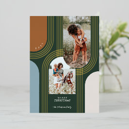 Moderne geometrische, konzentrische Goldene Bögen  Folien Feiertagskarte