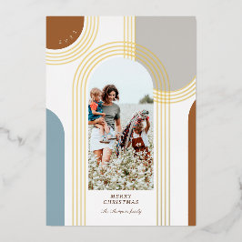 Moderne geometrische, konzentrische Goldene Bögen  Folien Feiertagskarte