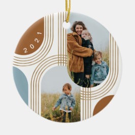 Moderne geometrische, konzentrische Goldene Bögen Keramik Ornament