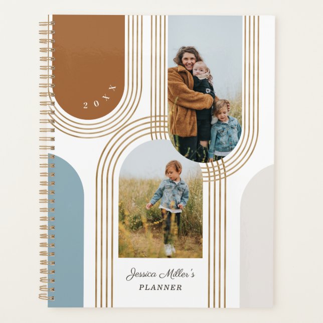 Moderne geometrische, konzentrische Goldene Bögen  Planer (Vorderseite)