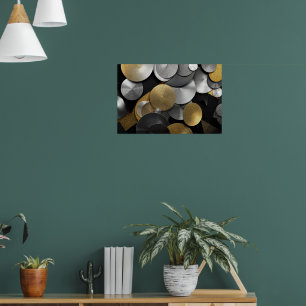 Moderne geometrische Kreise in Gold und Silber Poster