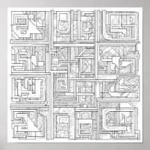 Moderne geometrische Kunst: Digitales Blockmuster