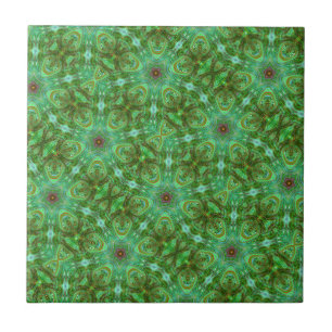 Moderne geometrische Kunst Pfauen Grün Fliese