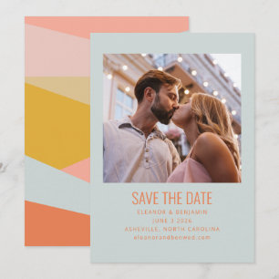 Moderne geometrische lichtblaue pastellfarbene Pfi Save The Date