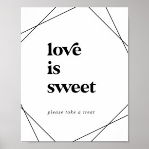 Moderne geometrische Liebe ist süße Hochzeitsschil Poster