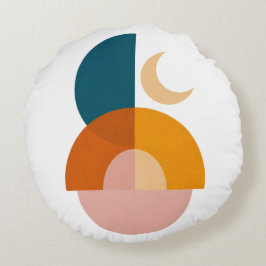 Moderne geometrische Mond-Abstrakt-Kunst-Druck Rundes Kissen