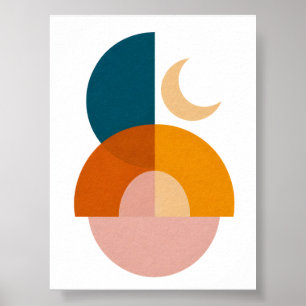 Moderne geometrische Mond-Abstrakte Kunst Poster