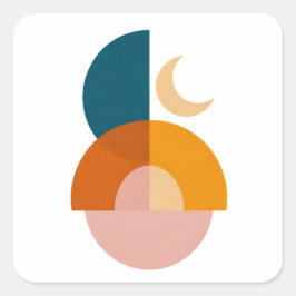 Moderne geometrische Mond-Abstrakte Kunst Quadratischer Aufkleber