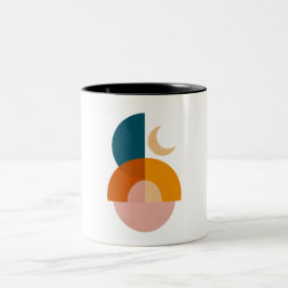 Moderne geometrische Mond-Abstrakte Kunst Zweifarbige Tasse