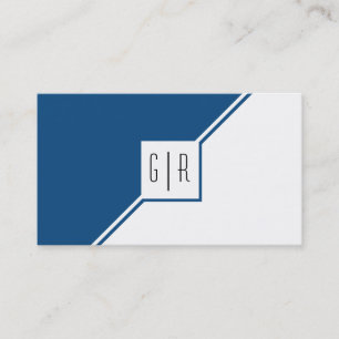 Moderne geometrische Monogramm-Klassik blau Visitenkarte