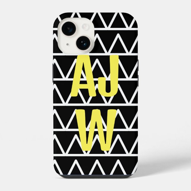 Moderne geometrische Monogramm-Muster iPhone Hülle (Rückseite)